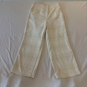 Wide Leg Capri Ann Taylor Factory Cream and Tan Checkered Pants Size 0
